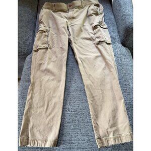L.L. Bean Flex Cargo Pants Men 40/32 Tan Classic Fit Straight Flat Front Stretch